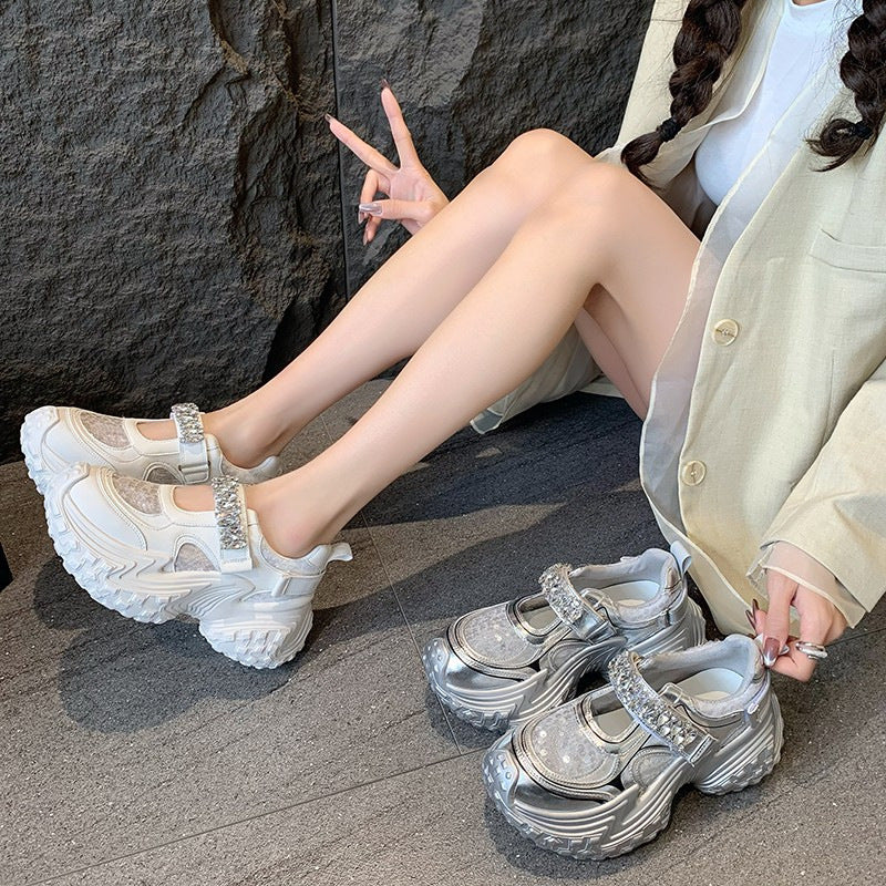 Women's Sequins Thick-soled Muffin Tire Durian Bottom Word Sneakers