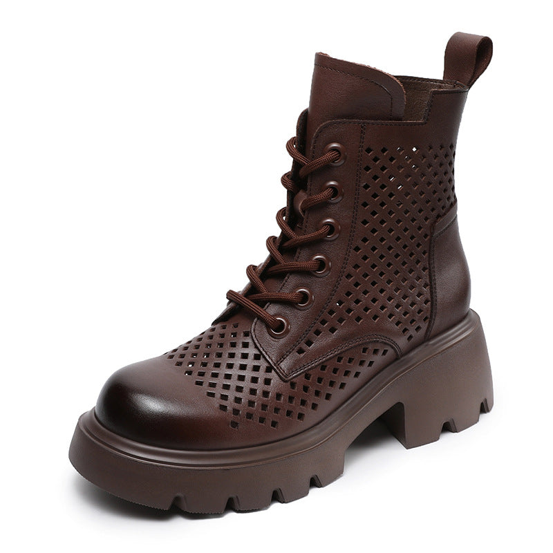 Women's Retro British Style Thick Bottom Thin Hollow Martin Boots