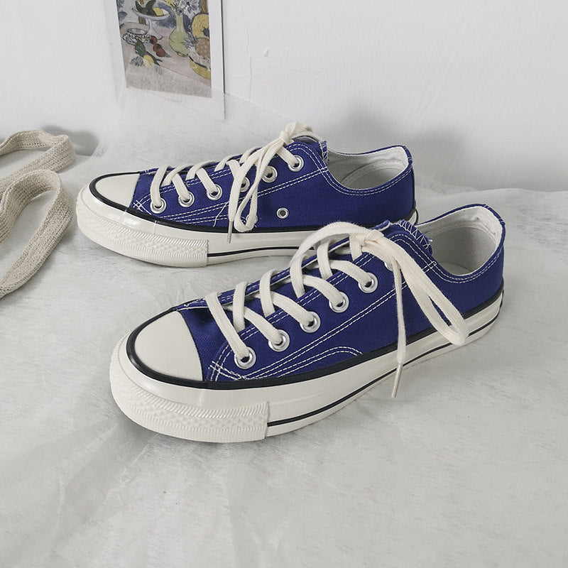 Women's & Men's White Black Low Upper Platform Hight Increasing Board Canvas Shoes