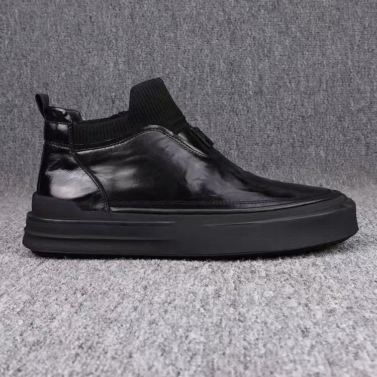 Men's Fleece Lined Fashion First Layer Side Men's Business Leather Shoes