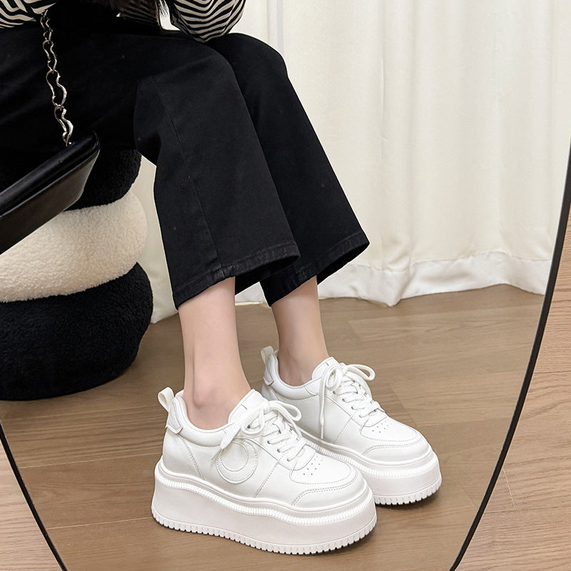 Women's Small Curved Moon Platform White Spring Women's Board Shoes