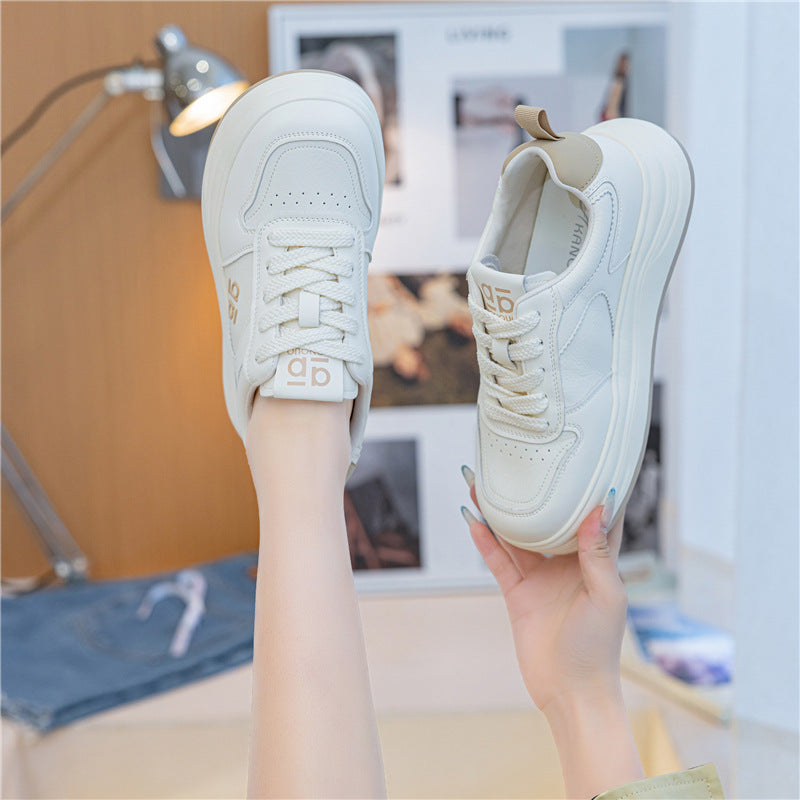 Women's Large Size One Thick Bottom Breathable White Lightweight Sports Women's Casual Shoes