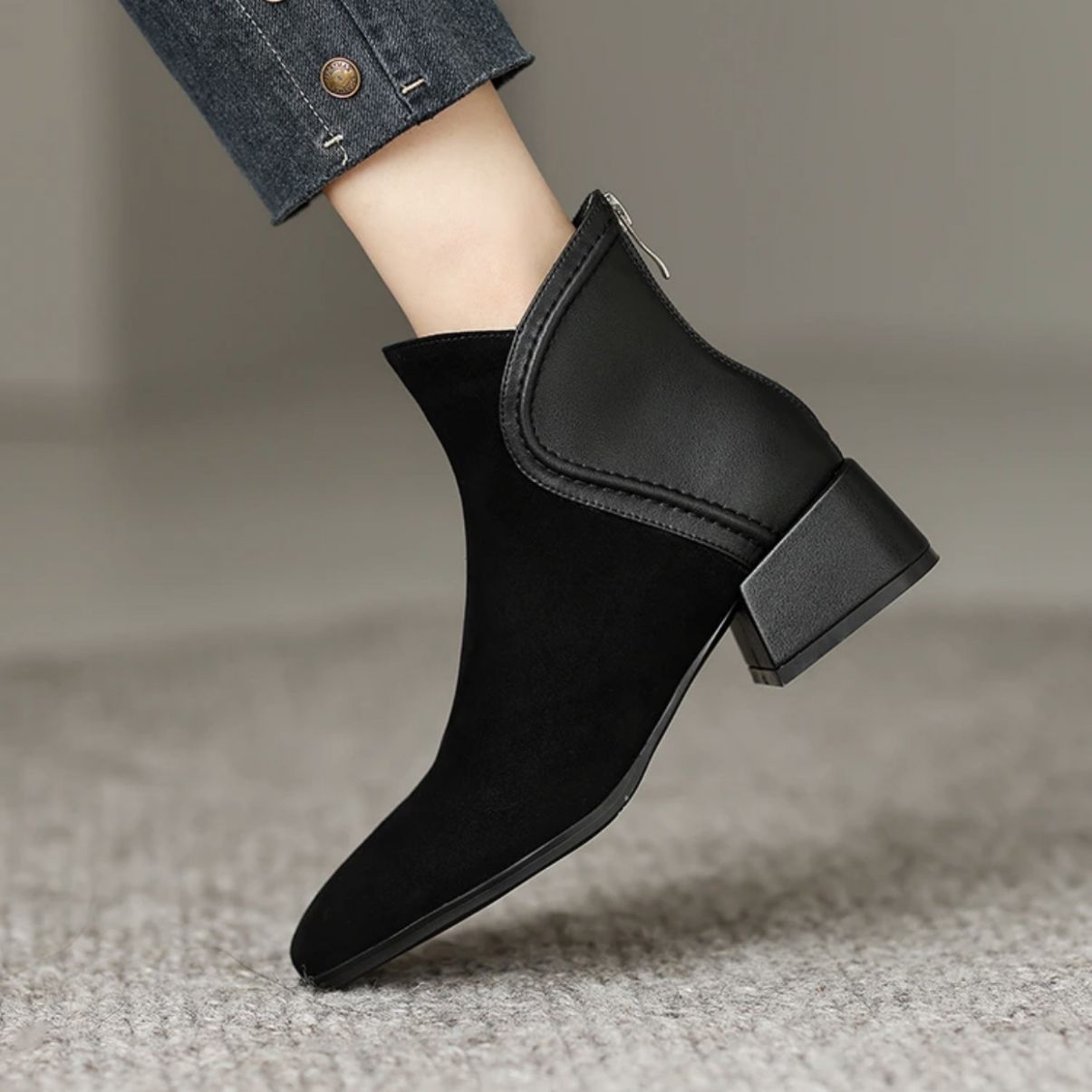Women's Pointed Toe Back Zipper Booties Chelsea Boots