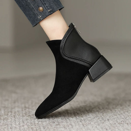 Women's Pointed Toe Back Zipper Booties Chelsea Boots