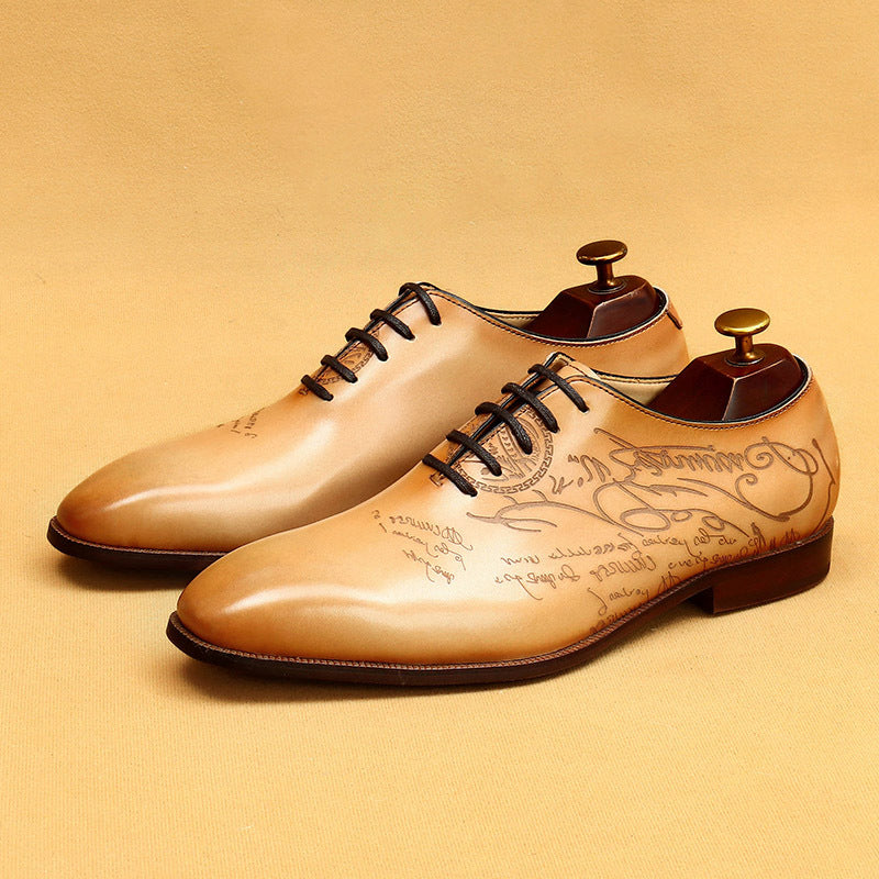 Style Business Formal Wear Pointed Cowhide Leather Shoes