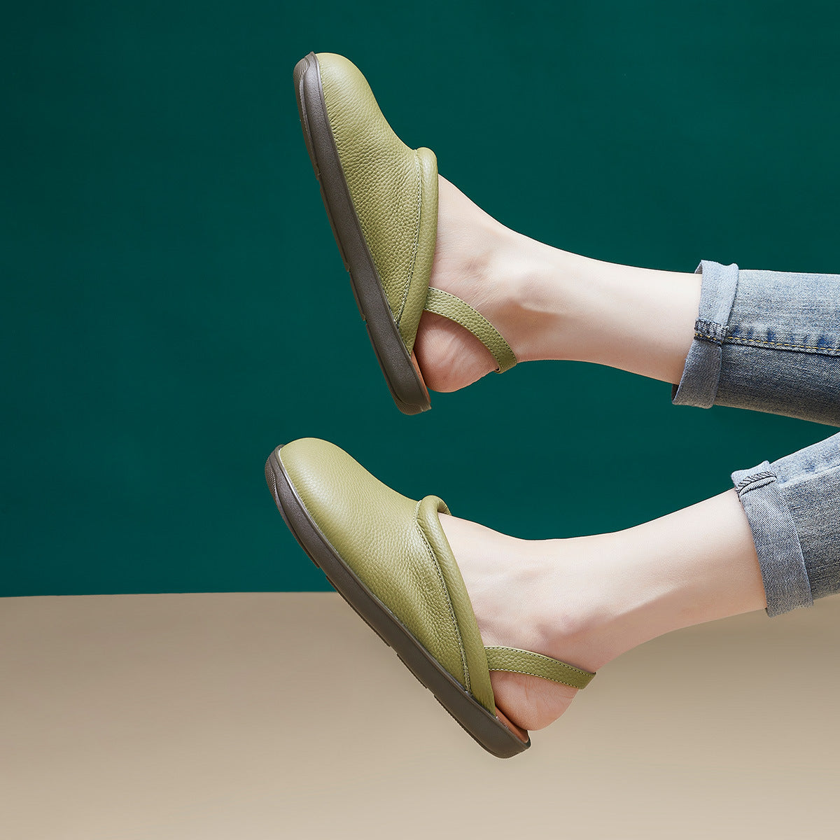 Women's First Layer Cowhide Summer Comfortable Closed Casual Shoes