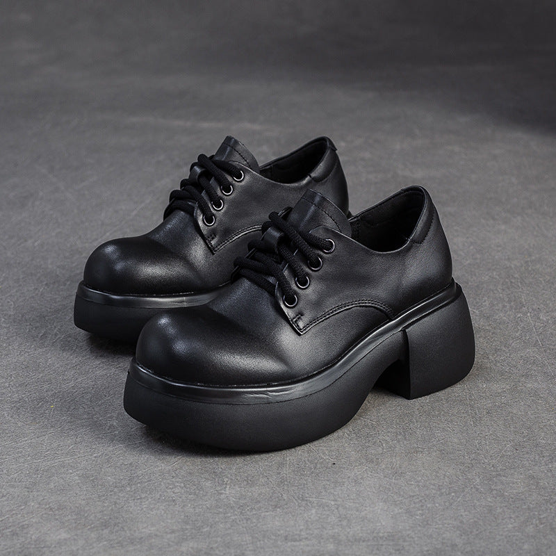 Women's First Layer Cowhide Retro Small Heightened Single Big Head Men's Shoes