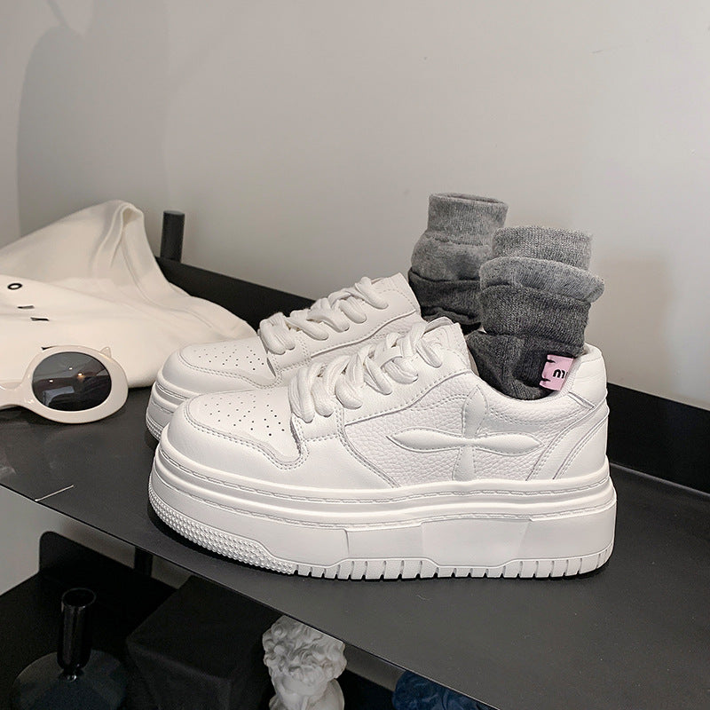 Women's Cowhide Spring Genuine Platform Height Increasing Women's Casual Shoes