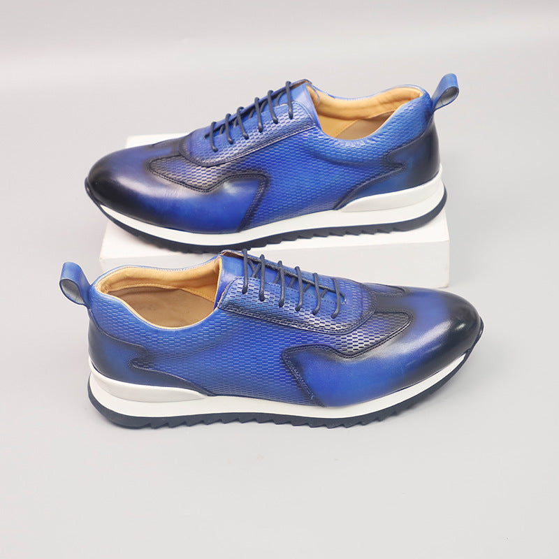 Men's First Layer Cowhide Business British Style Genuine German Training Height Leather Shoes