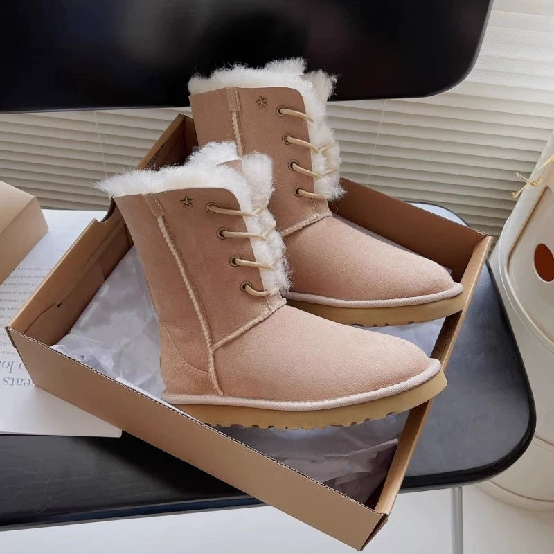 Women's Fur Winter Platform Fleece Lined Cotton Snow Boots