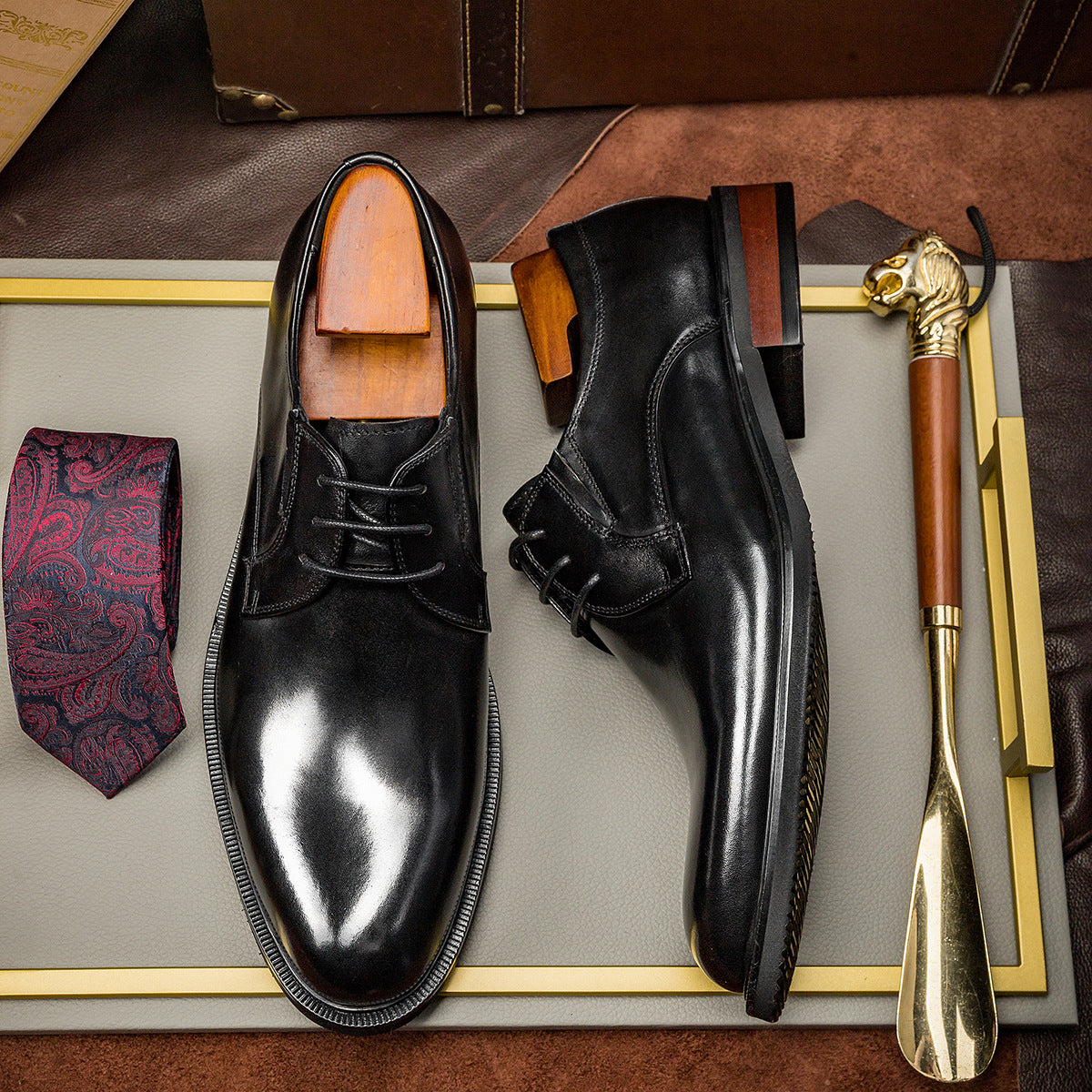 Men's Pointed Toe Formal Wear British Style Leather Shoes