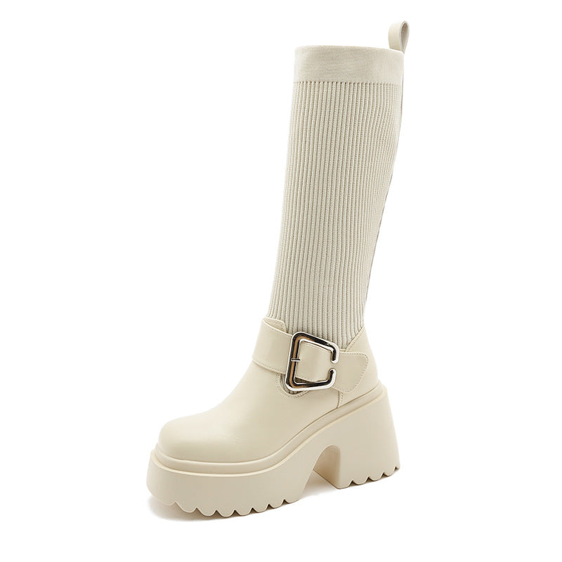 Women's Small Thin Springy Thigh Sleeve Thick Boots