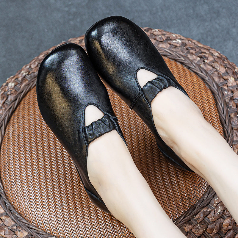 Women's Autumn Genuine Thin Retro Handmade Chunky Women's Fashion Shoes