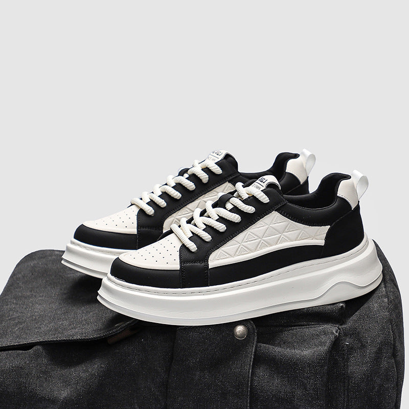 Men's Autumn White Thick Bottom Solid Color Surface Light Sneakers