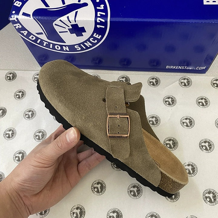 Women's & Men's Cowhide Fishing Genuine Cork Sole Toe Cap Platform Sandals