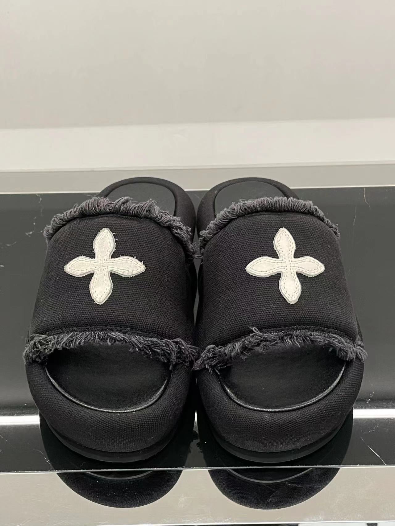 High Version Fur Thick Bottom Black Gray Balloon Thick-soles Slippers