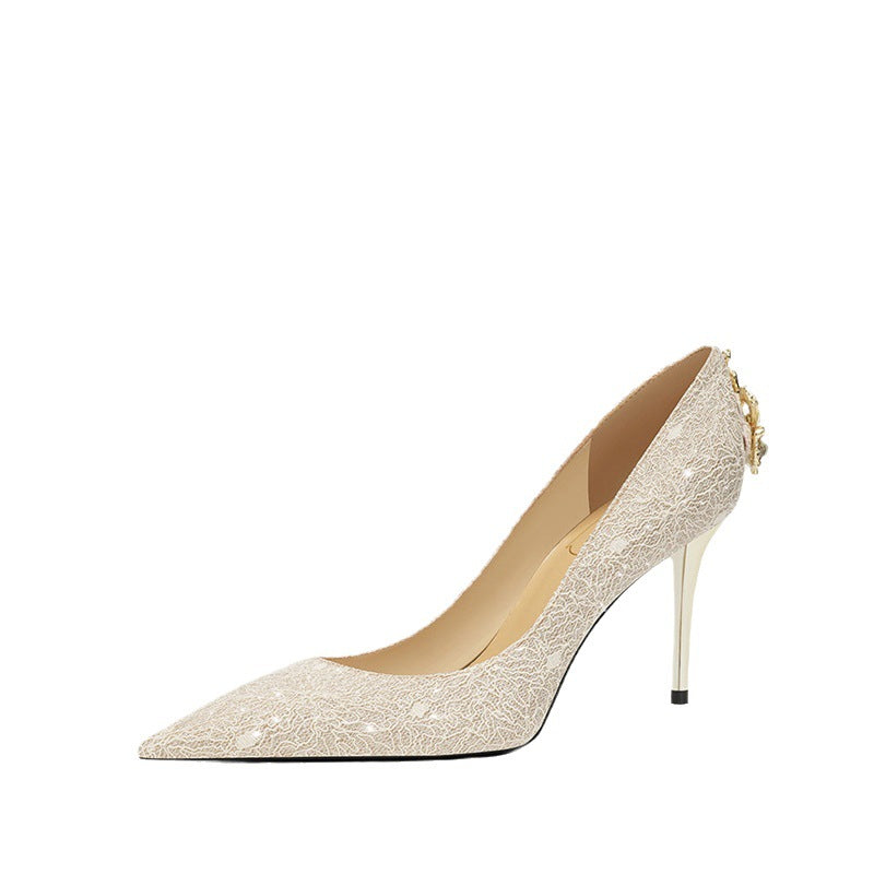 Women's Wedding Sheepskin French Style White High Niche High-grade Women's Fashion Shoes