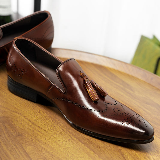 Men's Formal Wear Tassel Slip-on Pointed Men's Business Leather Shoes