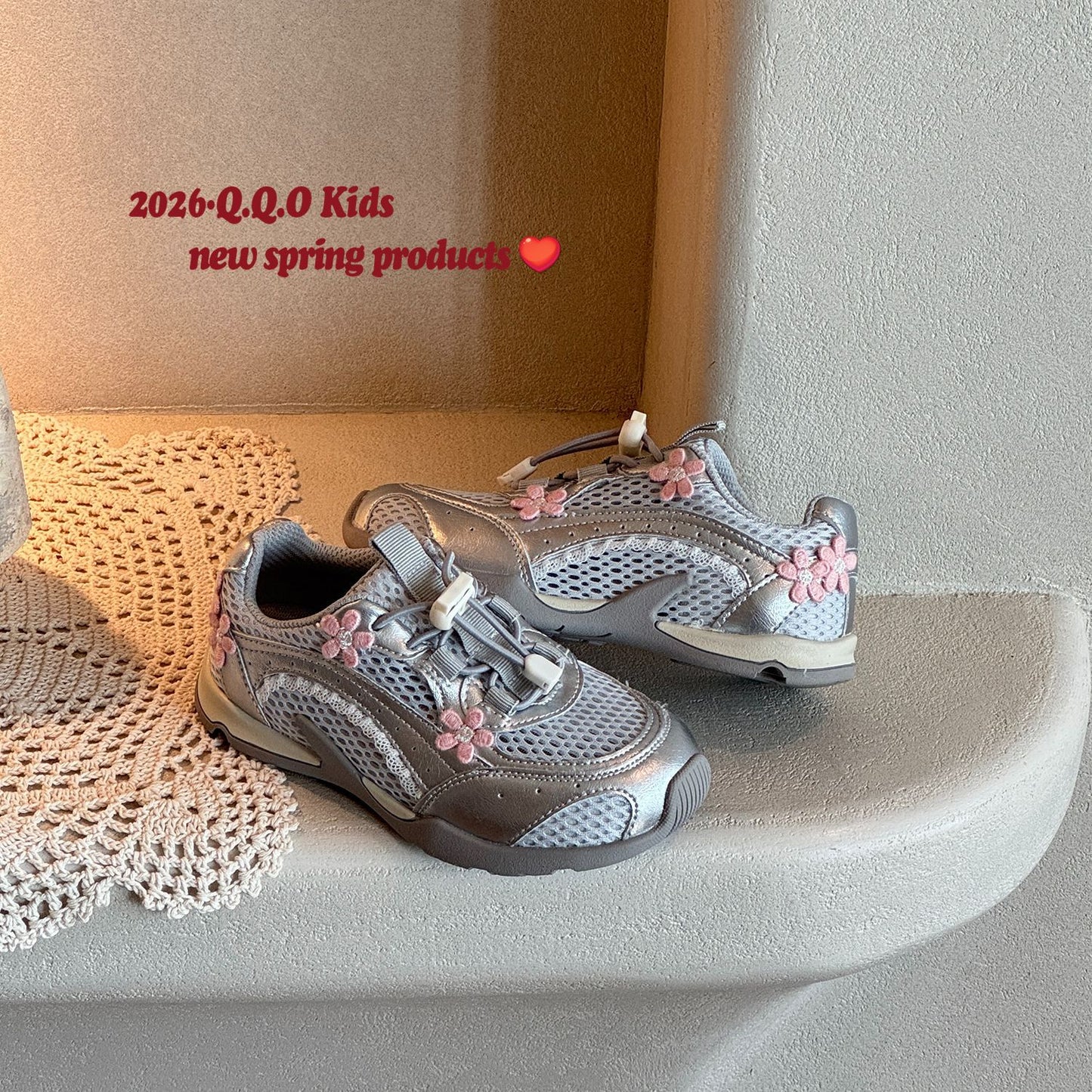 Children's Summer Single Mesh Korean Three-dimensional Flower Children's Sports Shoes