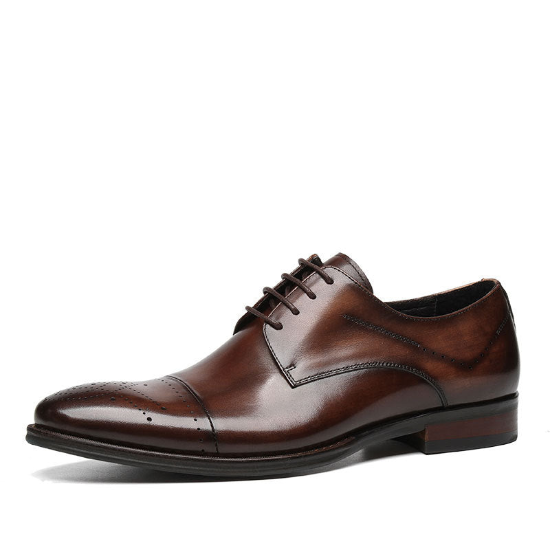 Men's Dress Three End Cutting Carved Groom Men's Business Leather Shoes
