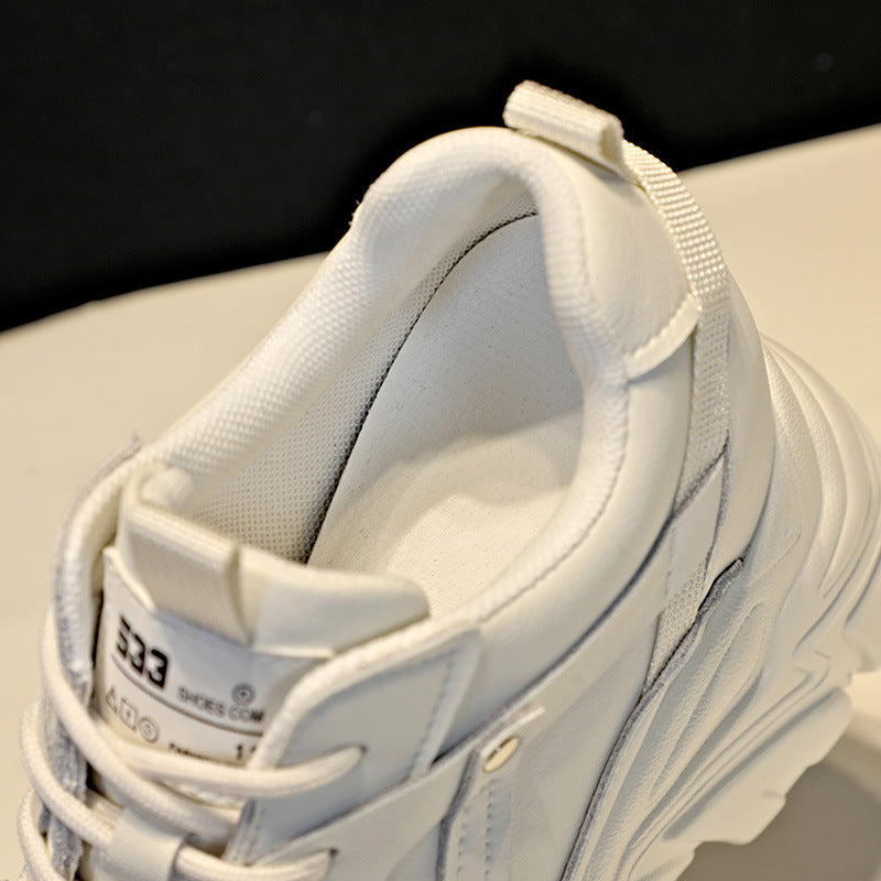 Women's Platform Height Increasing Insole Sports Single-layer Lace Up Women's Casual Shoes