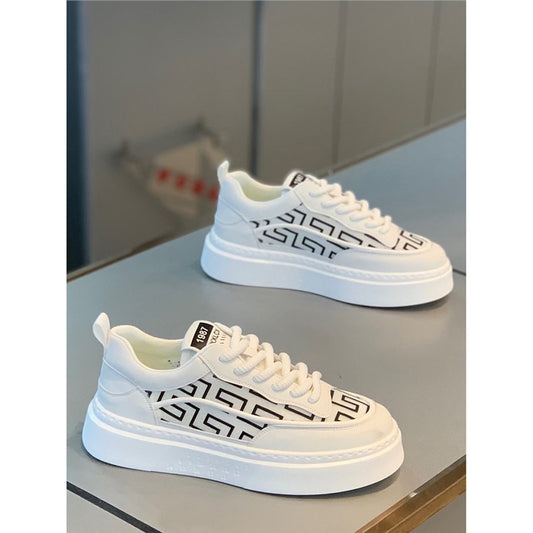 Men's Summer Low Top Platform White Mesh Breathable Board Men's Sports Shoes