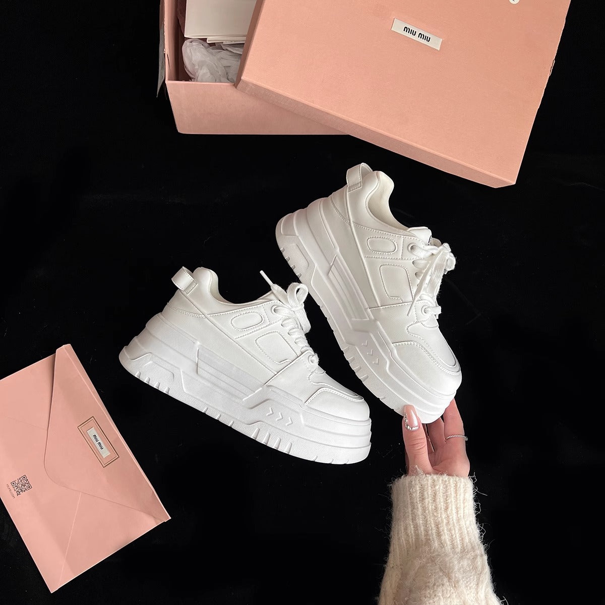 Women's Round Toe White Spring Thick Bottom Casual Shoes