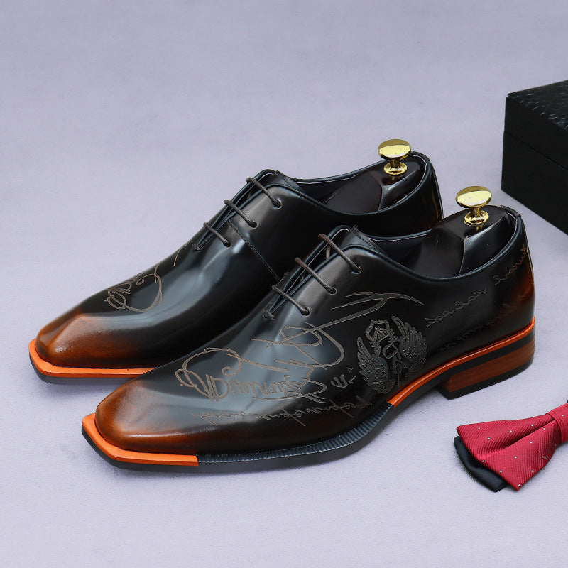 Men's Formal Wear Oxford Cowhide Paint Glossy Men's Business Leather Shoes
