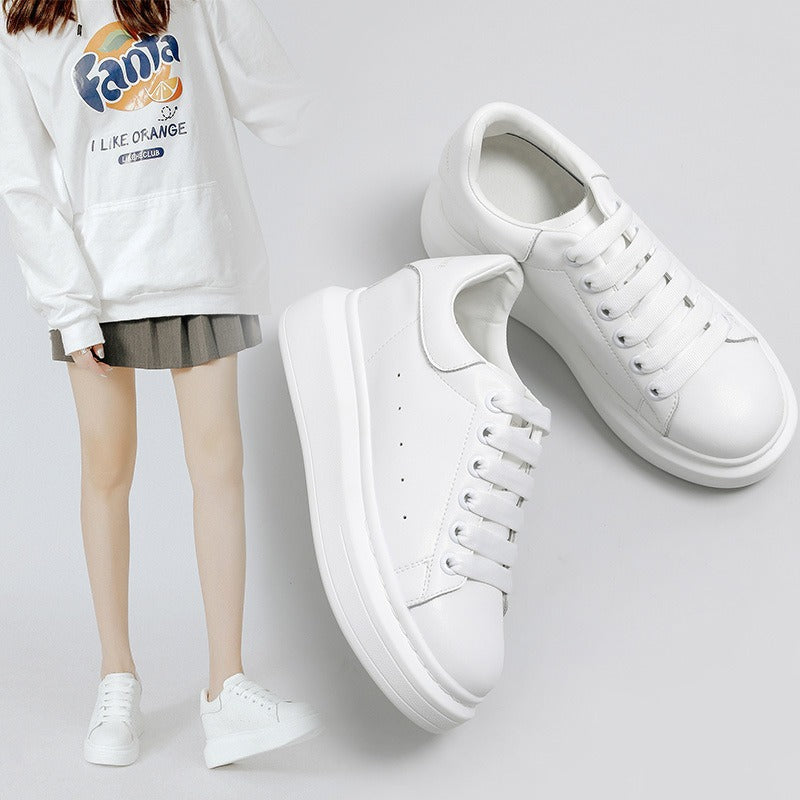 Women's White Autumn Breathable Hidden Platform Sports Women's Board Shoes
