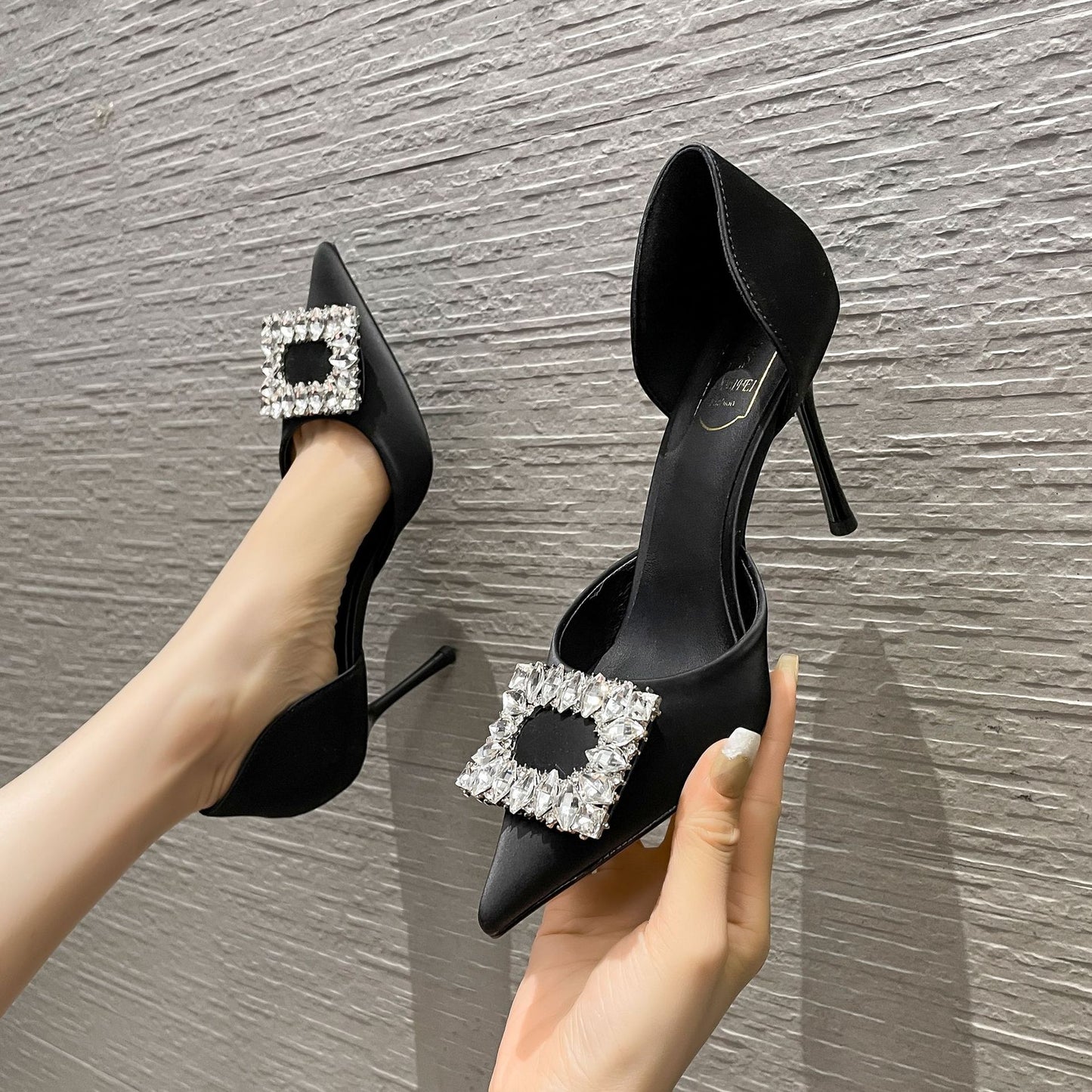 Women's Source Rhinestone Hollow High Summer Stiletto Heels