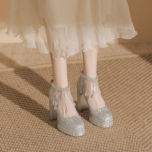Dress Two-way High Garden Low-cut Waterproof Platform Women's Fashion Shoes