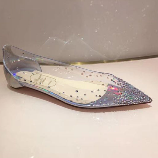 Women's Flat Pointed Toe Crystal Starry Sier Women's Shoes