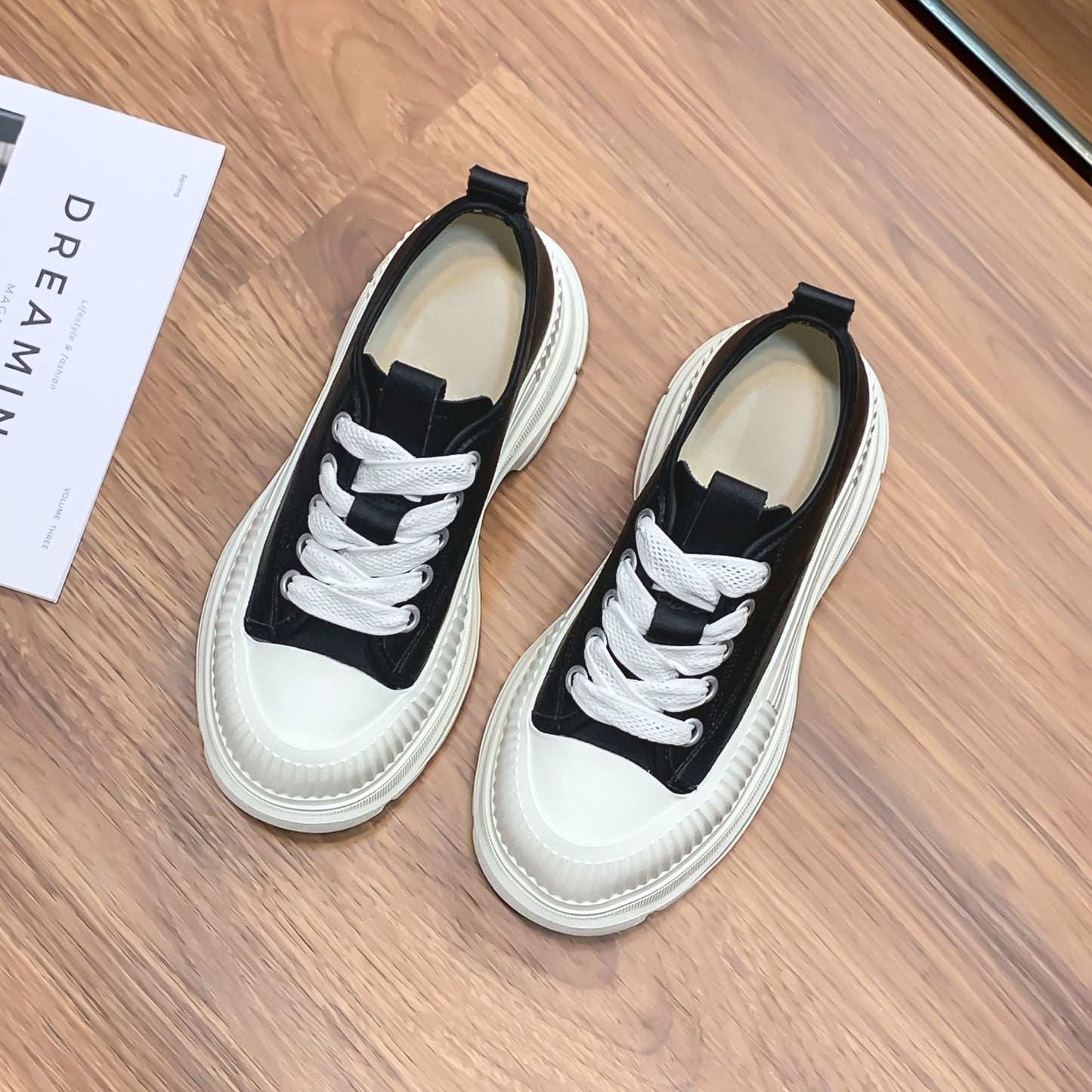 Women's White Platform Winter Sports Height Increasing Casual Shoes