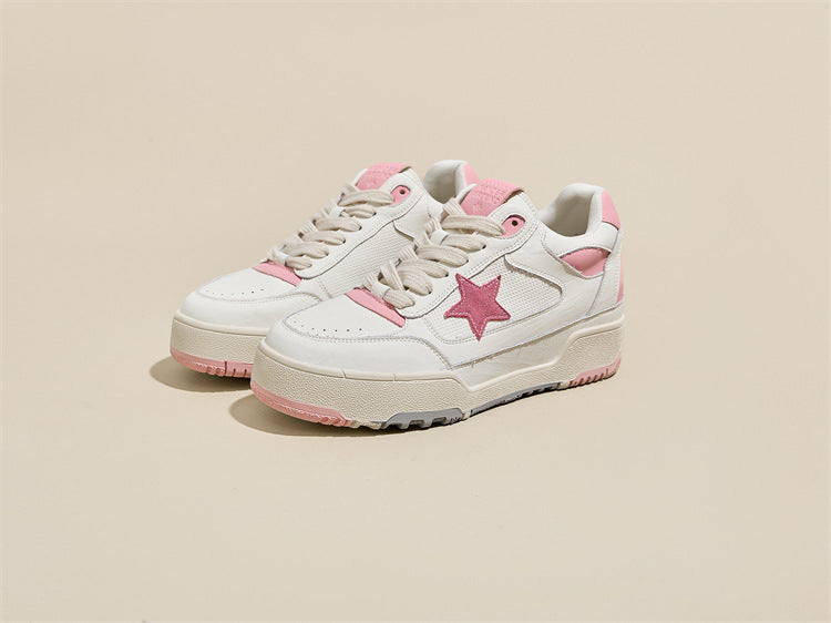 Women's Retro White Spring Breathable Sports Thick Women's Casual Shoes