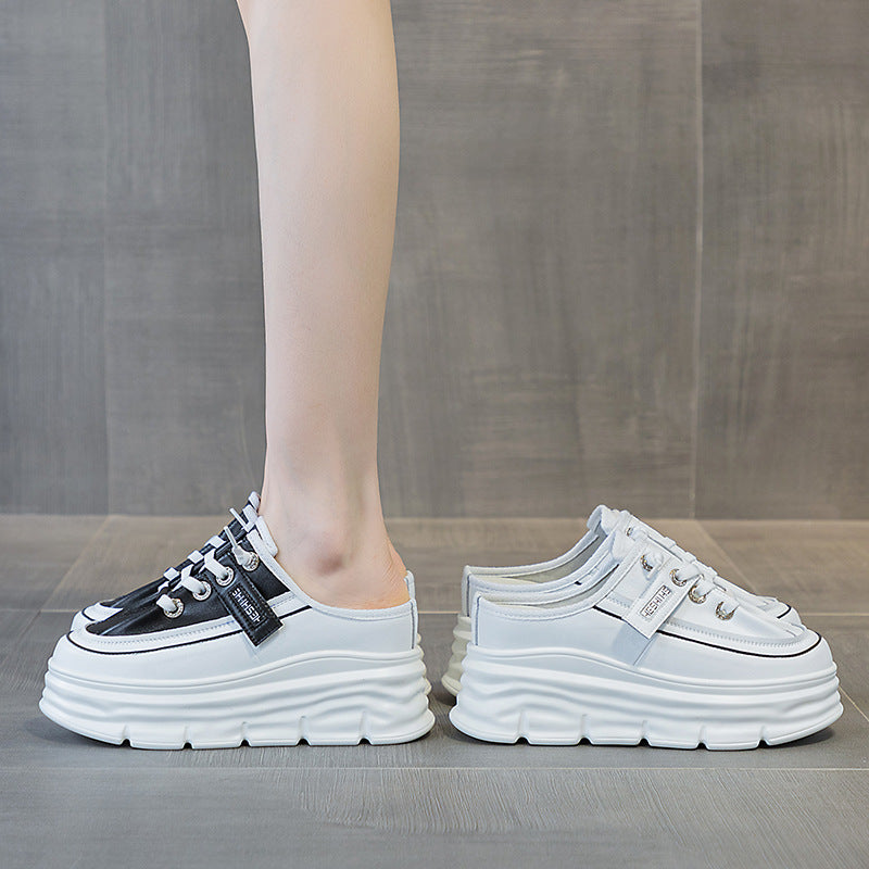 Women's Height Increasing Insole Toe Cap Semi Slippers