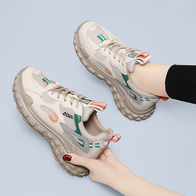 Women's Clunky Fashionable Retro Autumn Flat Platform Color Matching Sneakers