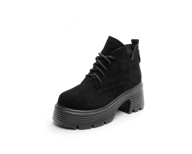 Women's Chunky Thin Booties High Autumn Single Korean Women's Casual Shoes