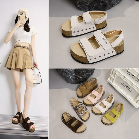 Women's Summer Wear Genuine Thick-soled Small Height Slippers