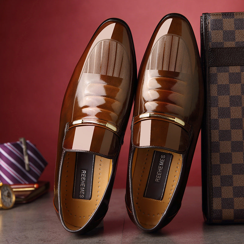 Men's Cowhide Pointed Formal Wear British Business Leather Shoes