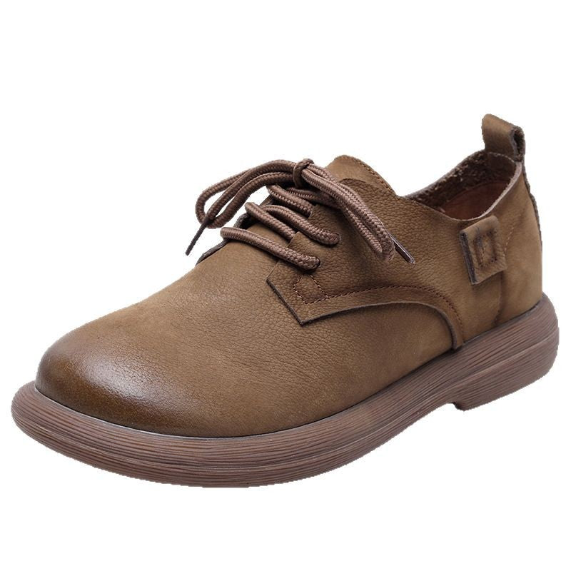 Layer Cowhide Light Bottom Front Outdoor Fashion Trend Ladies Soft Leather Shoes