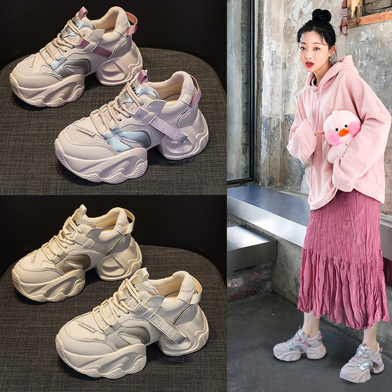 Women's Dad Thick Bottom Transparent Mesh Height Women's Shoes