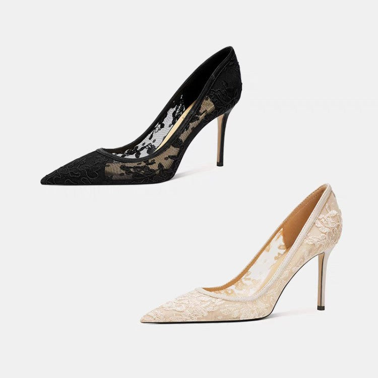 Women's Pumps Fairy Pointed Toe Nude Color Thin Heels