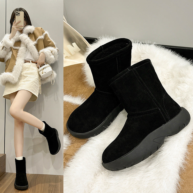 Women's Winter Fleece-lined Thickened Waterproof Minus Platform Ankle Snow Boots