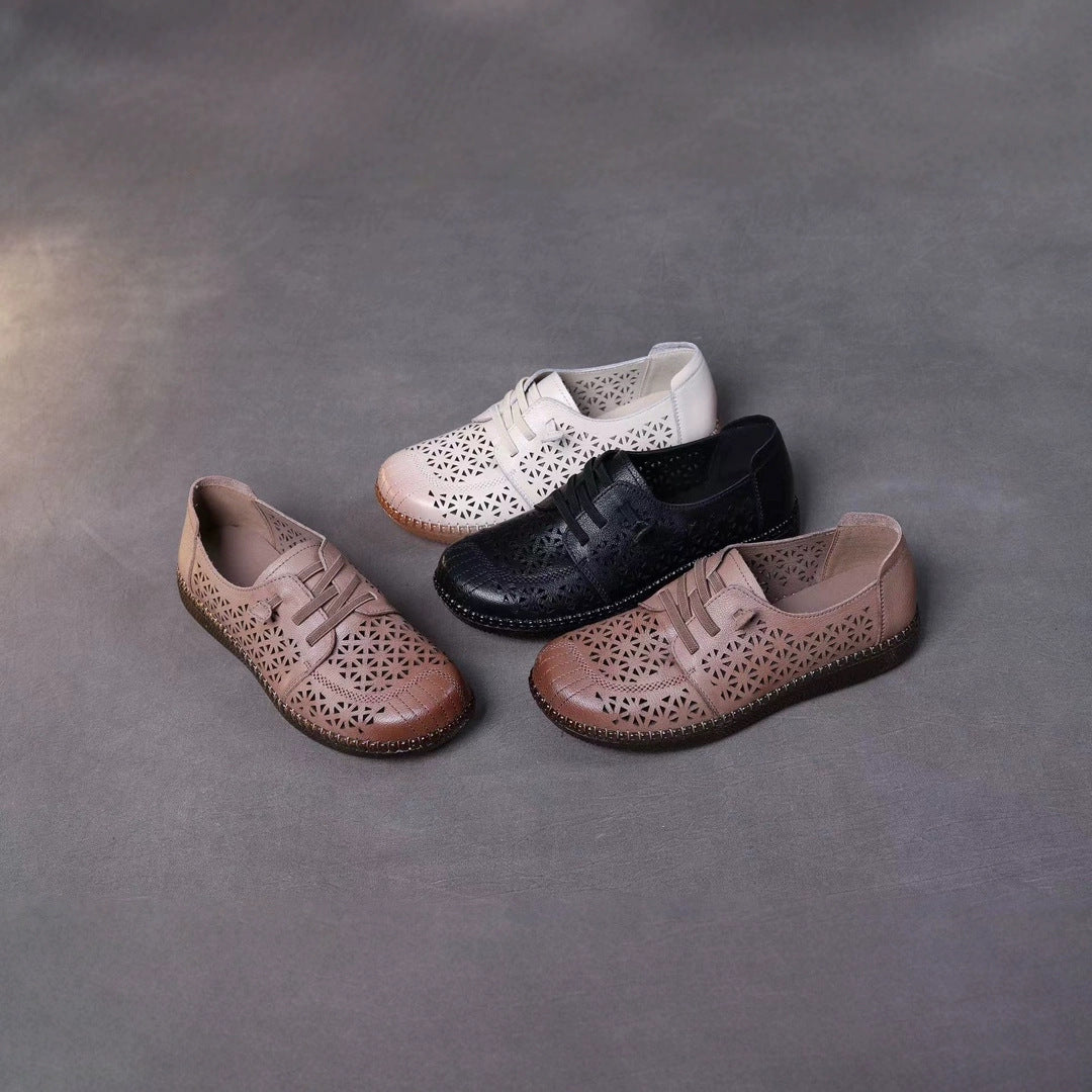 Women's Pumps Flat Hole Retro Platform Mom Women's Casual Shoes