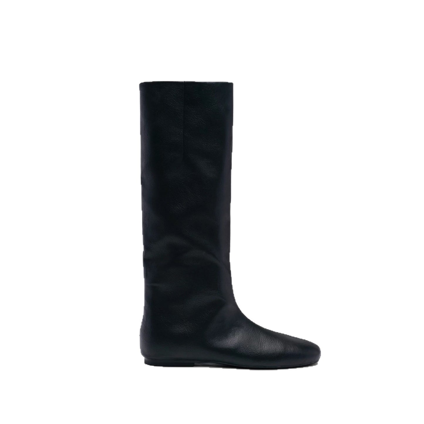 Women's Insole Sleeve Round Toe For French Retro Pile Style Wide Women's Leather Boots