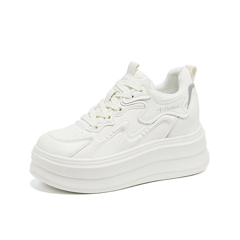 Women's Platform Height Increasing Insole Lightweight Fleece-lined White Women's Casual Shoes