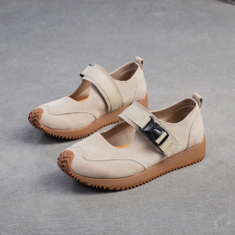 Women's Velcro Shallow Mouth Pumps Artistic Style Casual Shoes
