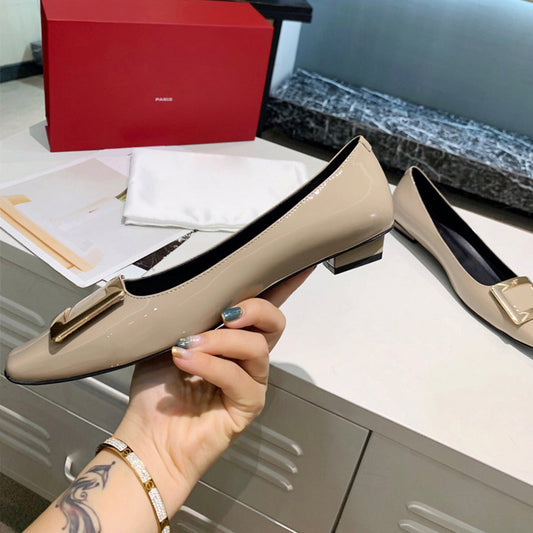 Women's Toe High Patent Elephant Gray Horn Heels