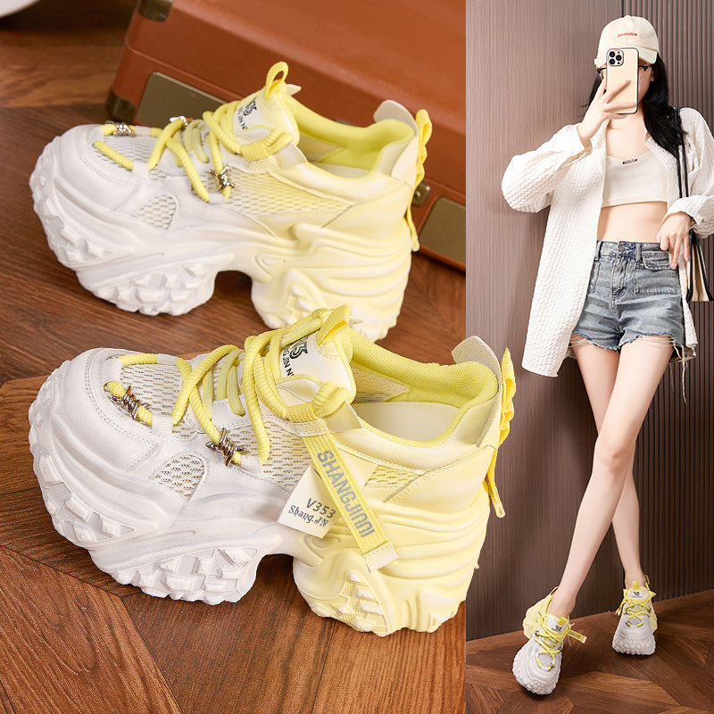 Women's & Men's Daddy Platform Hidden Breathable Mesh Men's Shoes