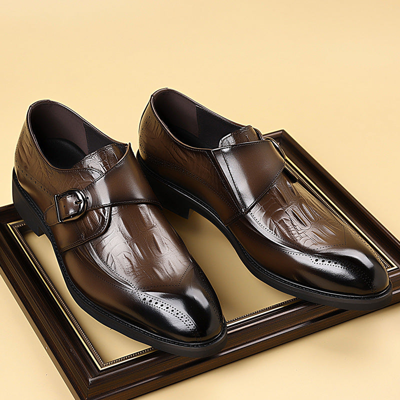 Men's Four Top Layer Cowhide Korean Business Men's Casual Leather Shoes